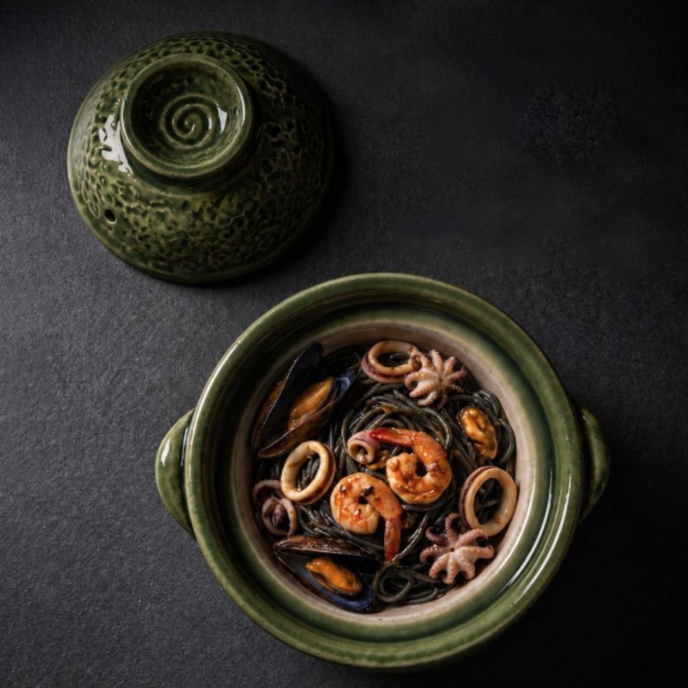 Tagine Clay Pot - Aardewerk braadpan met dubbele handgreep, dubbelwandige