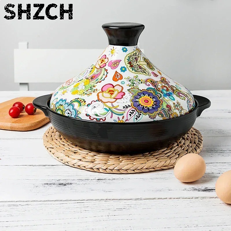 Tagine Clay Pot - 2L Keramische Tagine Kleipot Stoofpot, Hittebestendige